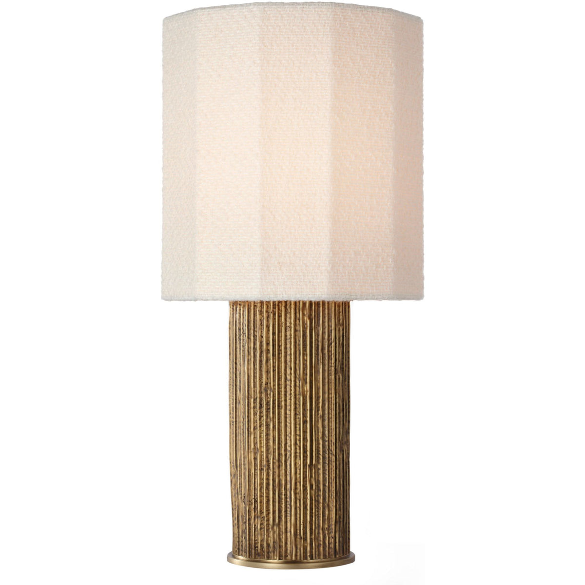 Anne-Marie Barton Fumar 24" Table Lamp in Ridged Tombac with Bouclé Shade W11" x H23.5"