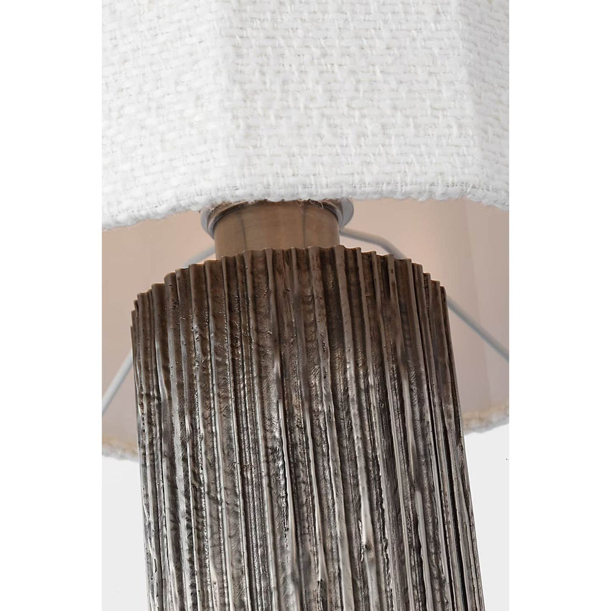 Anne-Marie Barton Fumar 29" Table Lamp in Ridged Graphite with Bouclé Shade W13.5" x H29"