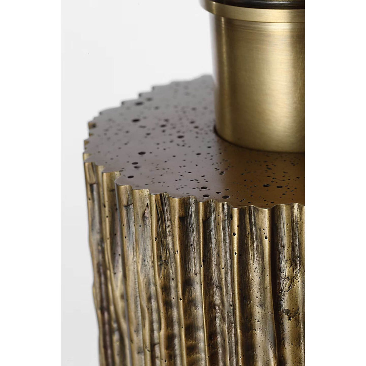 Anne-Marie Barton Fumar 29" Table Lamp in Ridged Tombac with Bouclé Shade W13.5" x H29"