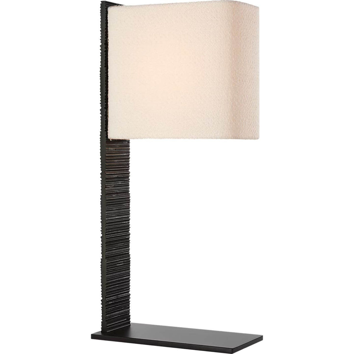 Anne-Marie Barton Fumar 34" Statement Table Lamp in Ridged Carbon with Bouclé Shade W8" x H34" x E15.5"