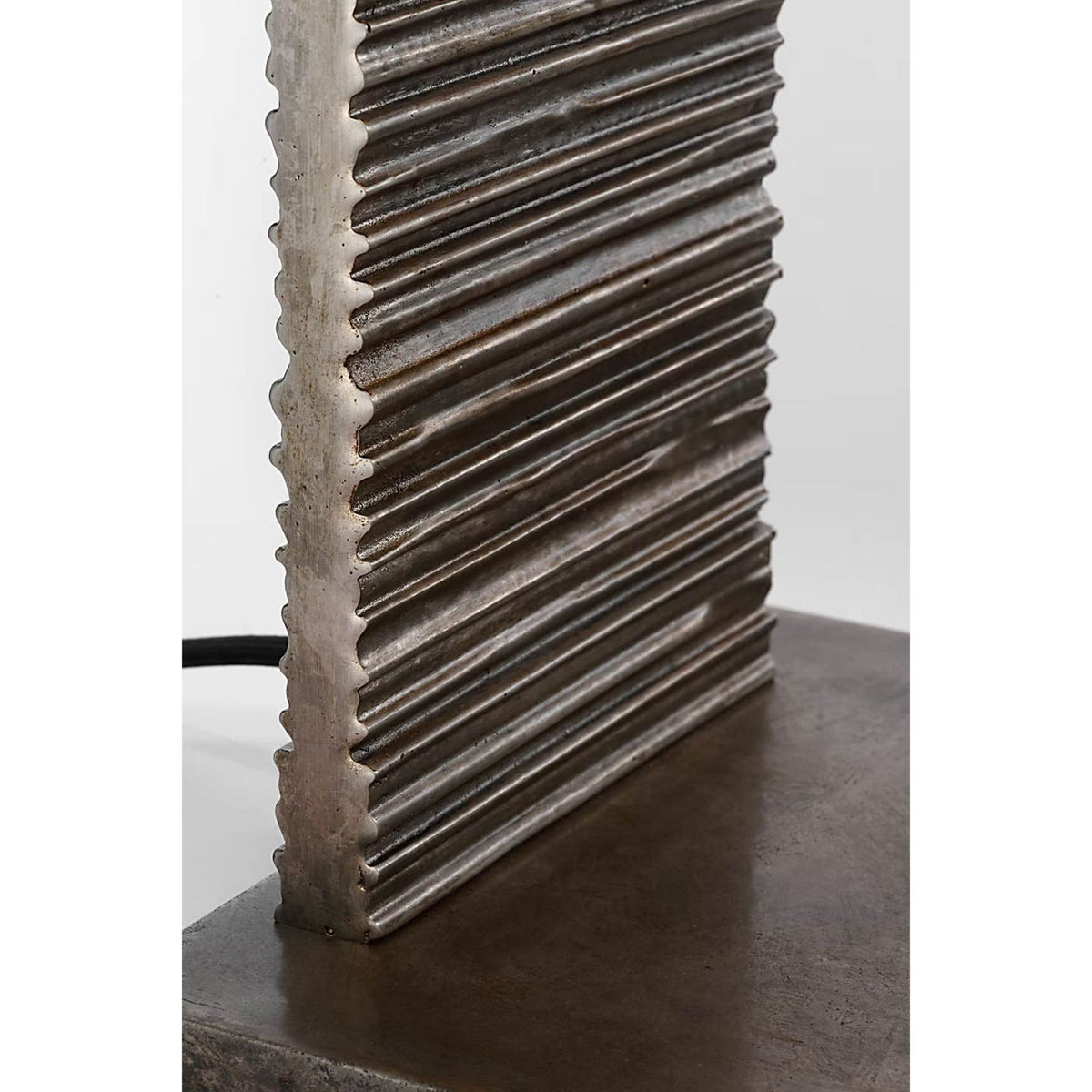 Anne-Marie Barton Fumar 34" Statement Table Lamp in Ridged Graphite with Bouclé Shade W8" x H34" x E15.5"