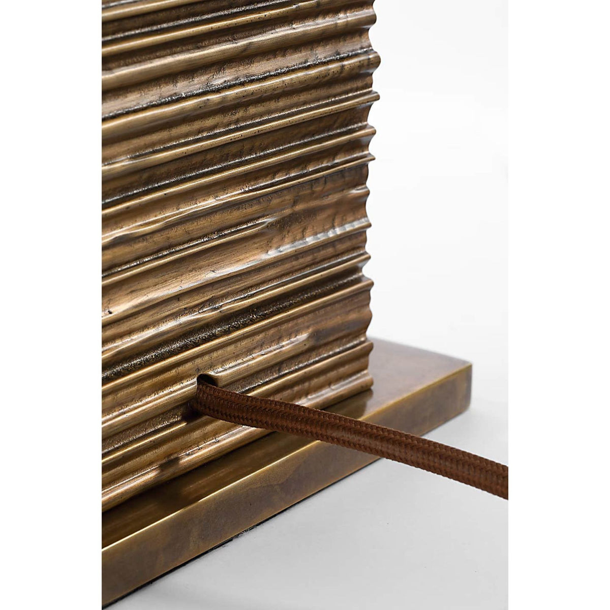 Anne-Marie Barton Fumar 34" Statement Table Lamp in Ridged Tombac with Bouclé Shade W8" x H34" x E15.5"
