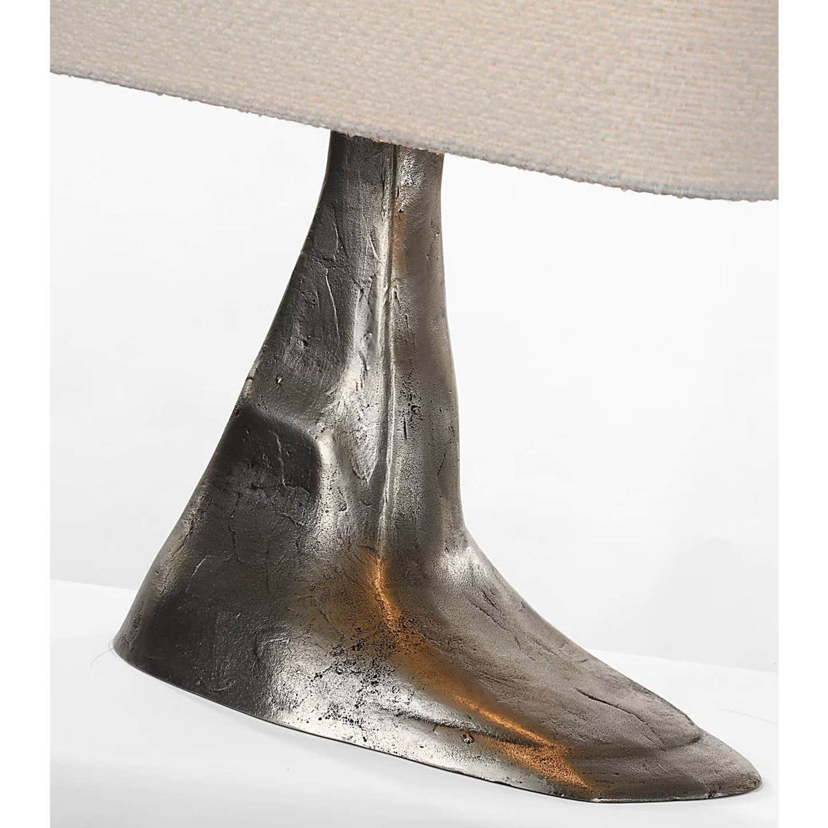 Anne-Marie Barton Terra-Forma 23" Right Table Lamp in Museum Pewter with Boucle Shade W11" x H22.75" x E20"