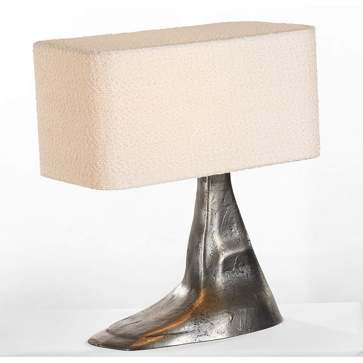 Anne-Marie Barton Terra-Forma 23" Right Table Lamp in Museum Pewter with Boucle Shade W11" x H22.75" x E20"