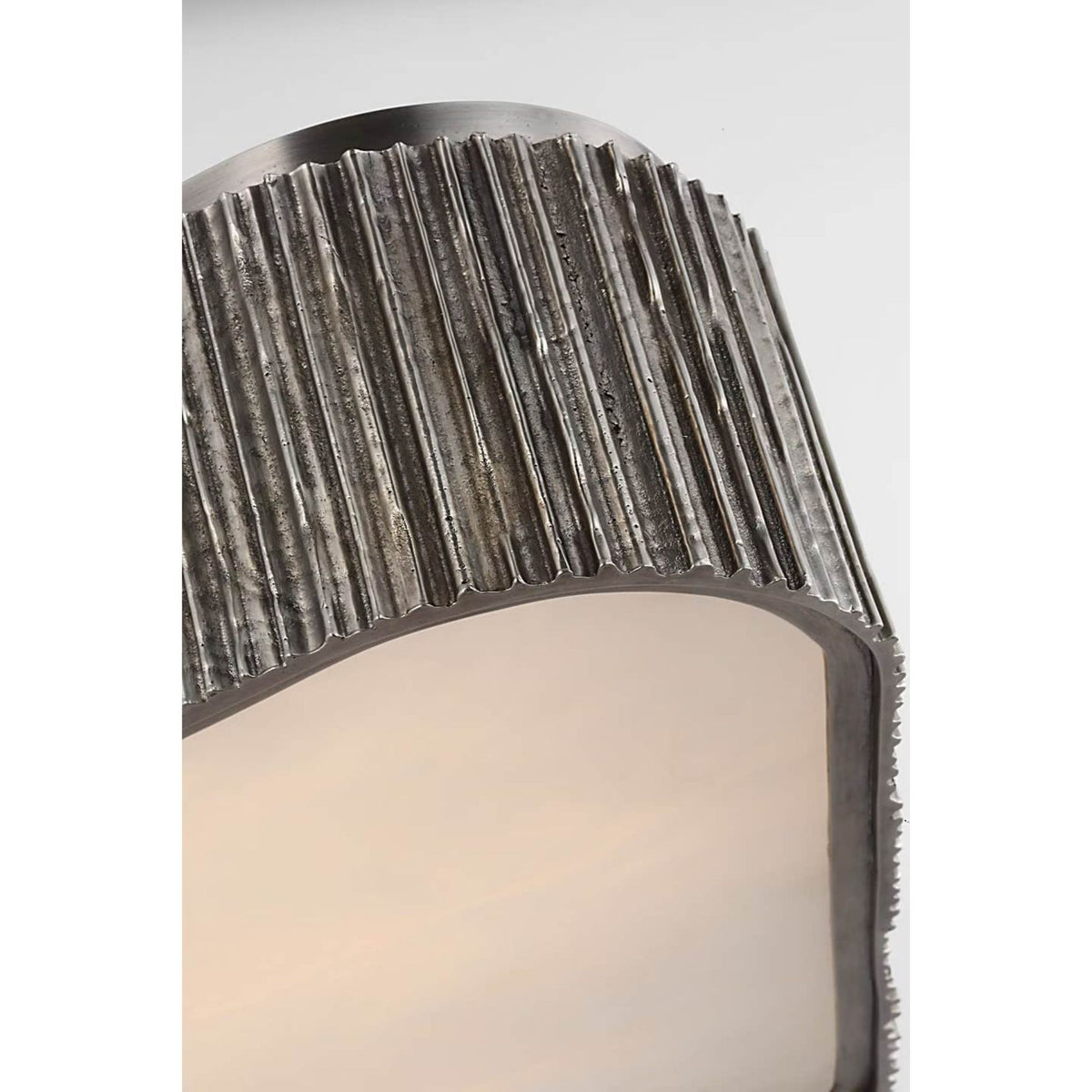 Anne-Marie Barton Fumar 21" Asymmetrical Flush Mount in Ridged Graphite with Alabaster W21" x H4.5"