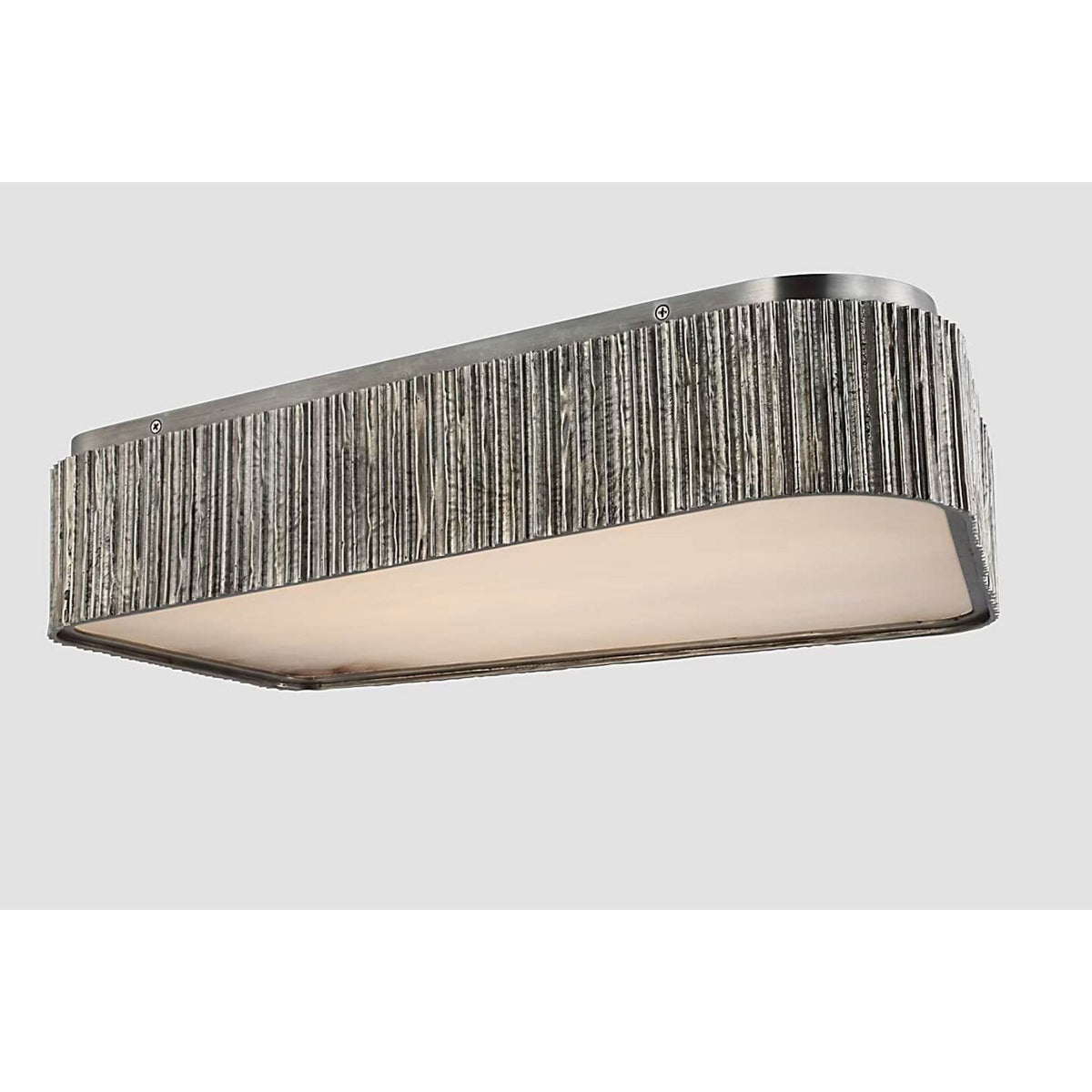 Anne-Marie Barton Fumar 21" Asymmetrical Flush Mount in Ridged Graphite with Alabaster W21" x H4.5"