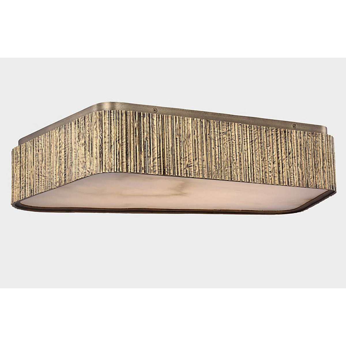 Anne-Marie Barton Fumar 21" Asymmetrical Flush Mount in Ridged Tombac with Alabaster W21" x H4.5"