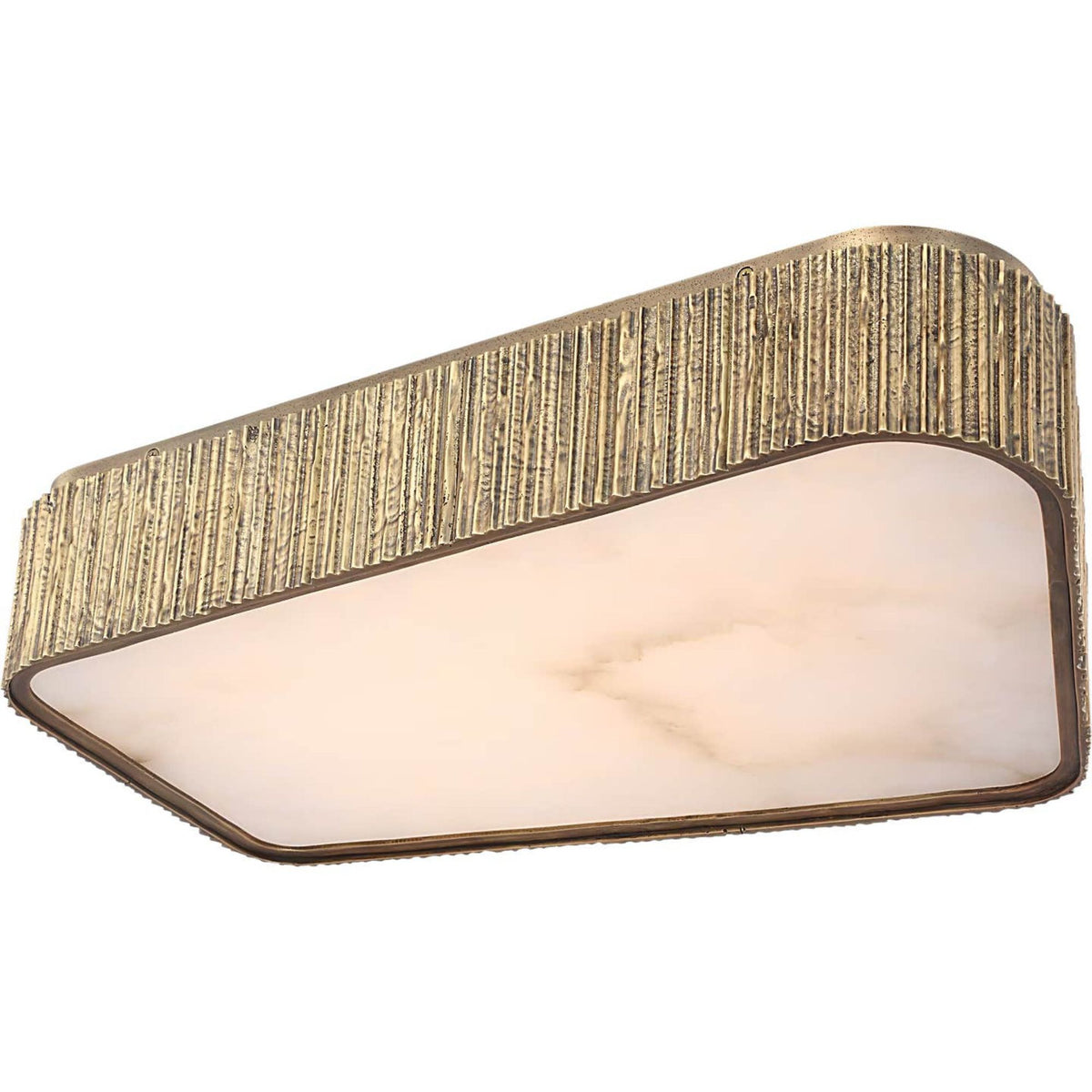 Anne-Marie Barton Fumar 21" Asymmetrical Flush Mount in Ridged Tombac with Alabaster W21" x H4.5"