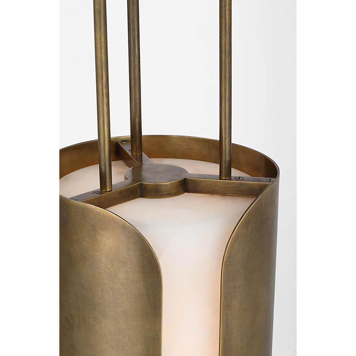 Anne-Marie Barton Armise 8" Pendant in Mottled Brass with Alabaster W7.5"