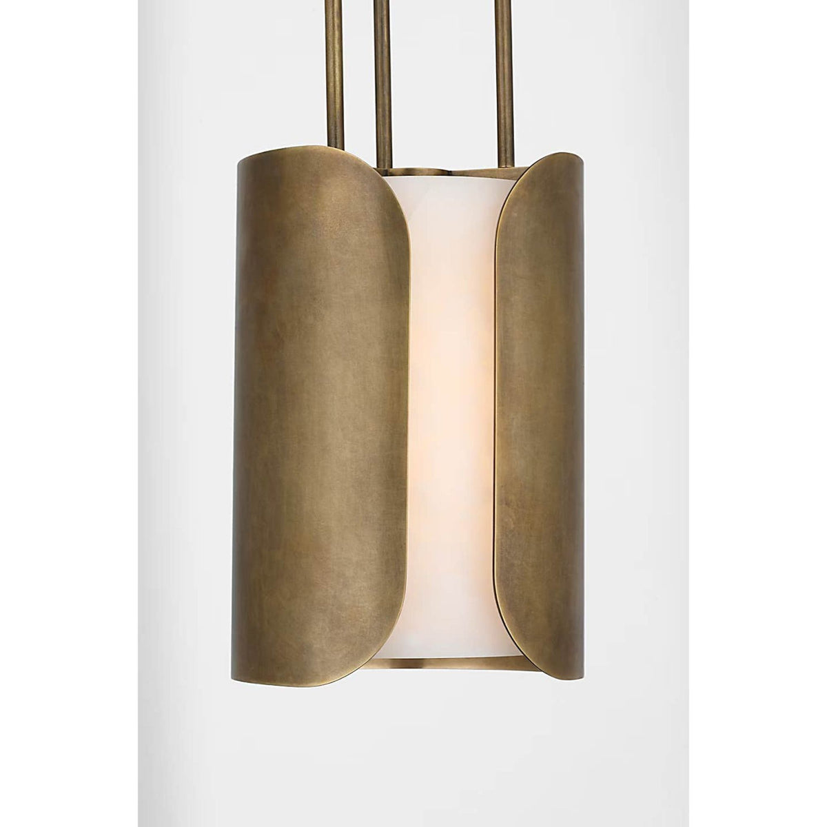 Anne-Marie Barton Armise 8" Pendant in Mottled Brass with Alabaster W7.5"