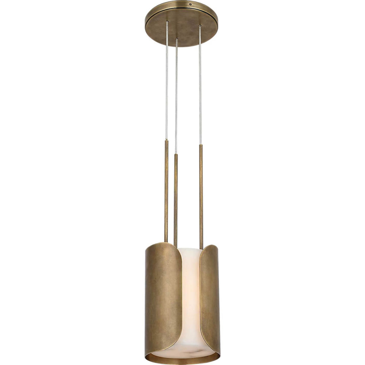 Anne-Marie Barton Armise 8" Pendant in Mottled Brass with Alabaster W7.5"