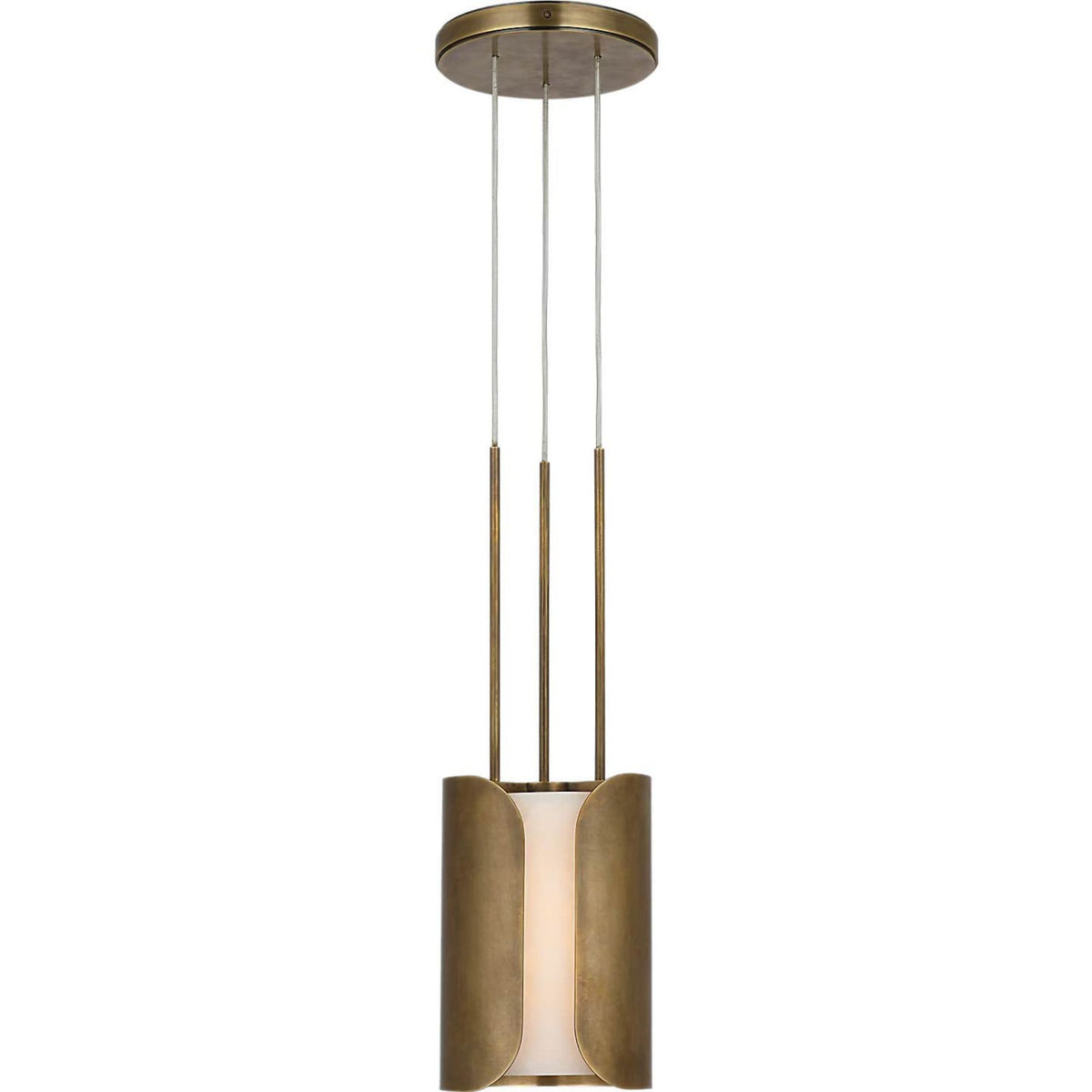 Anne-Marie Barton Armise 8" Pendant in Mottled Brass with Alabaster W7.5"