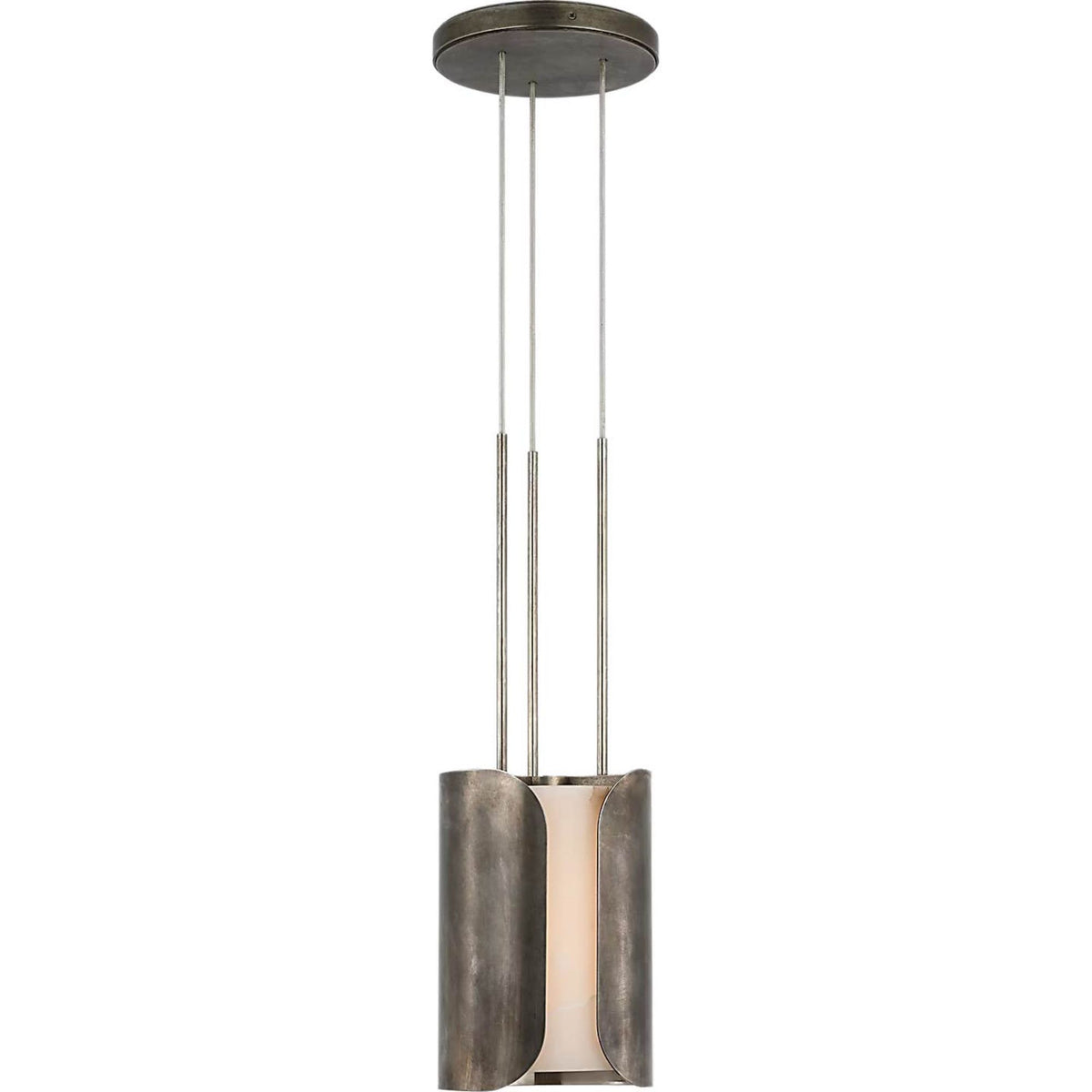 Anne-Marie Barton Armise 8" Pendant in Mottled Pewter with Alabaster W7.5"