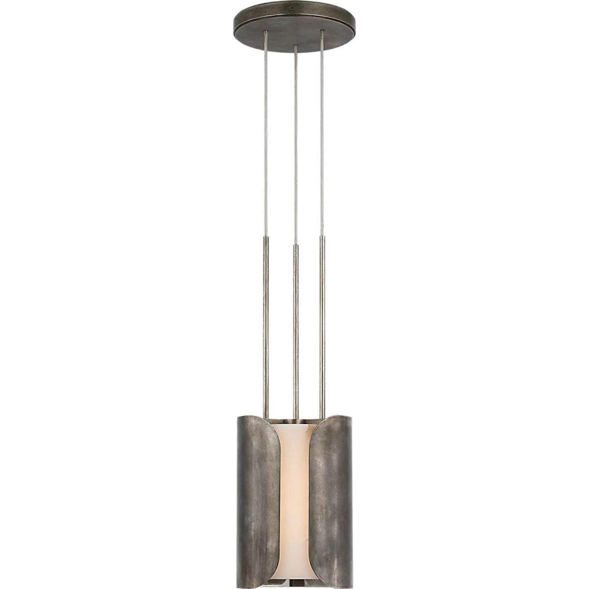 Anne-Marie Barton Armise 8" Pendant in Mottled Pewter with Alabaster W7.5"