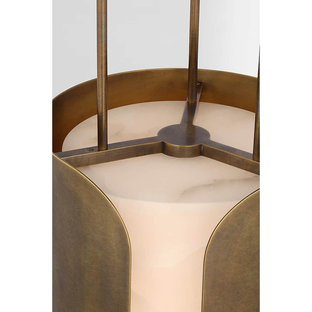 Anne-Marie Barton Armise 11" Pendant in Mottled Brass with Alabaster W11"