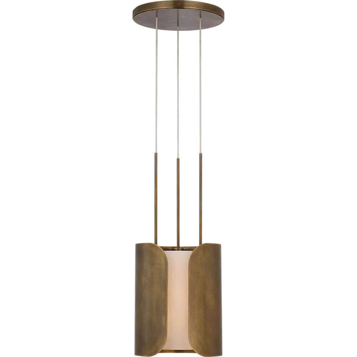 Anne-Marie Barton Armise 11" Pendant in Mottled Brass with Alabaster W11"
