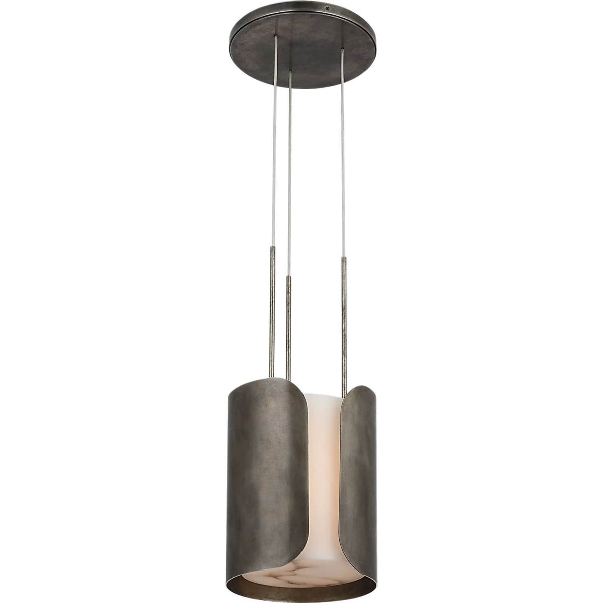 Anne-Marie Barton Armise 11" Pendant in Mottled Pewter with Alabaster W11"