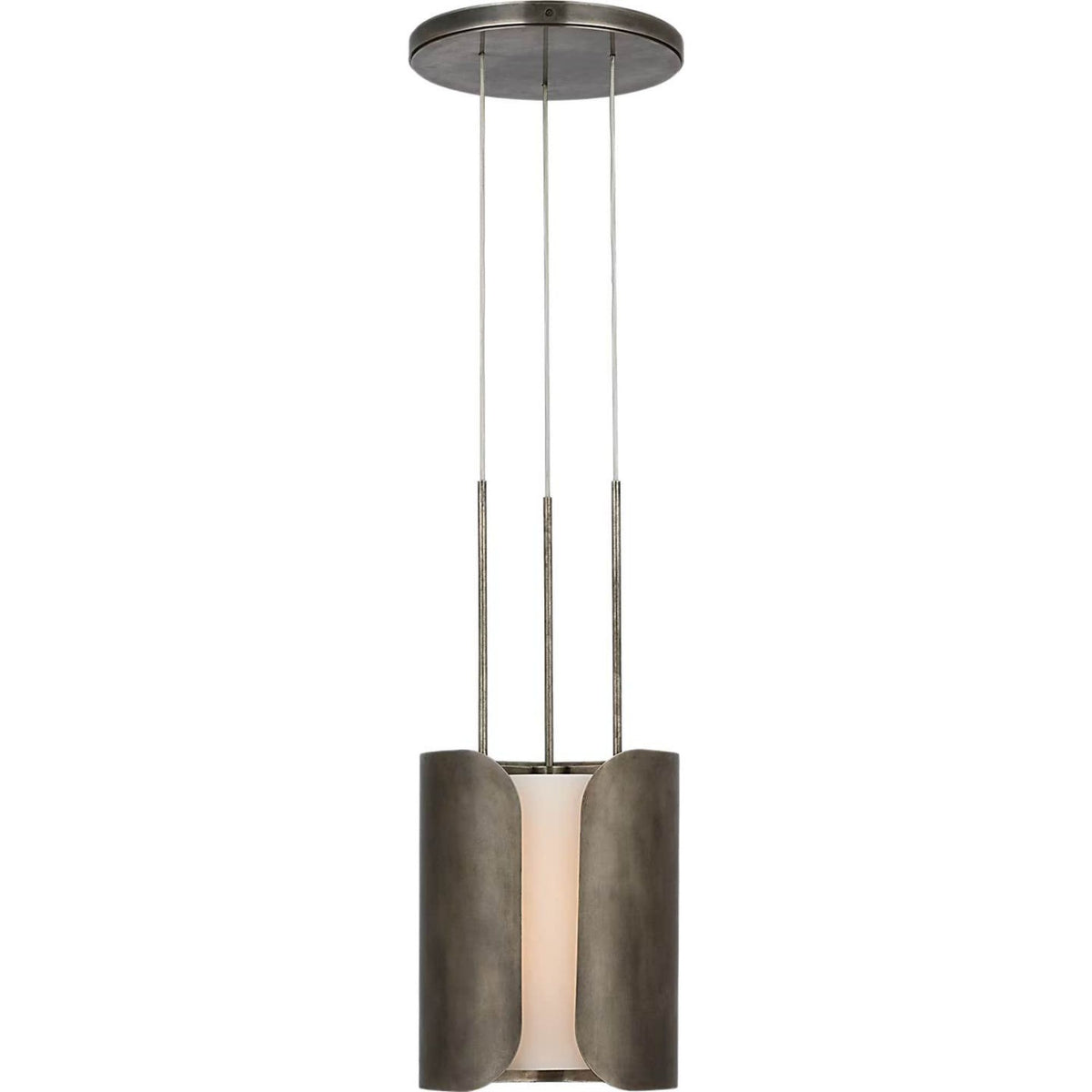 Anne-Marie Barton Armise 11" Pendant in Mottled Pewter with Alabaster W11"