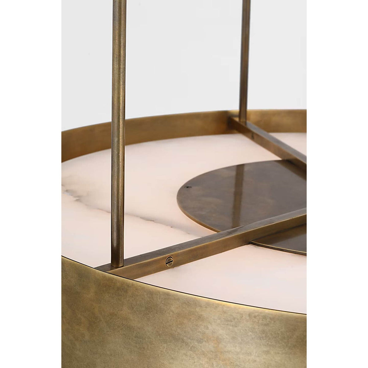 Anne-Marie Barton Armise 28" Drum Chandelier in Mottled Brass with Alabaster W27.5"