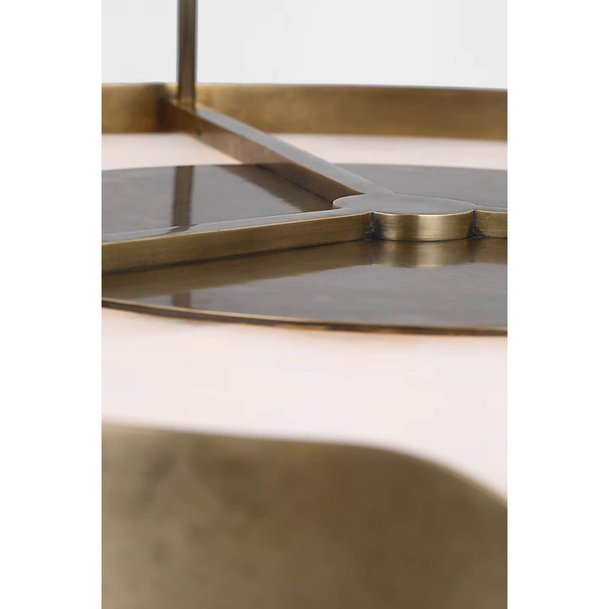 Anne-Marie Barton Armise 28" Drum Chandelier in Mottled Brass with Alabaster W27.5"