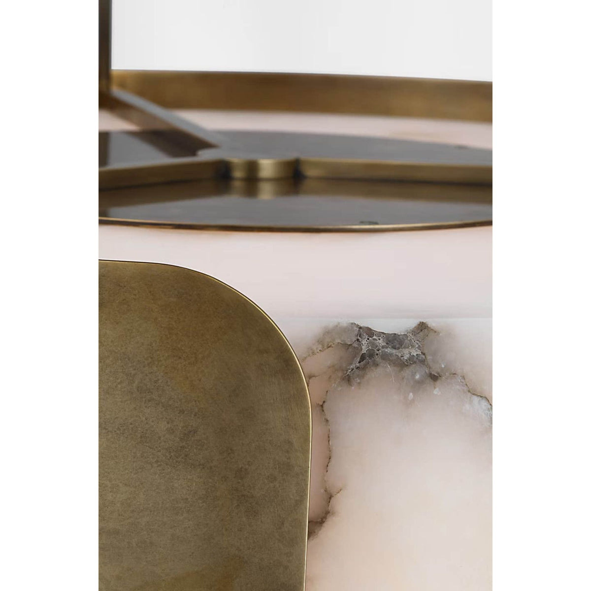 Anne-Marie Barton Armise 28" Drum Chandelier in Mottled Brass with Alabaster W27.5"