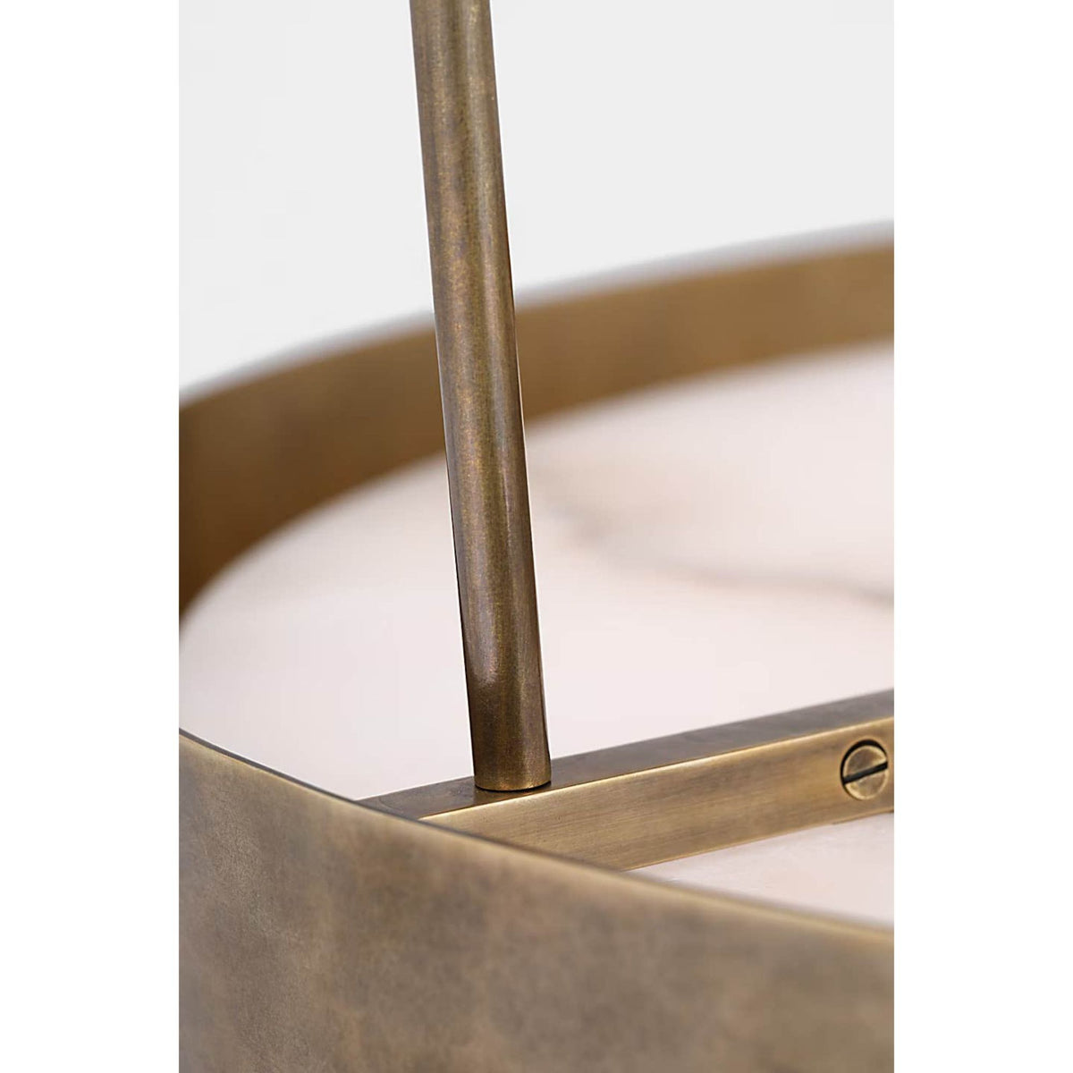 Anne-Marie Barton Armise 28" Drum Chandelier in Mottled Brass with Alabaster W27.5"