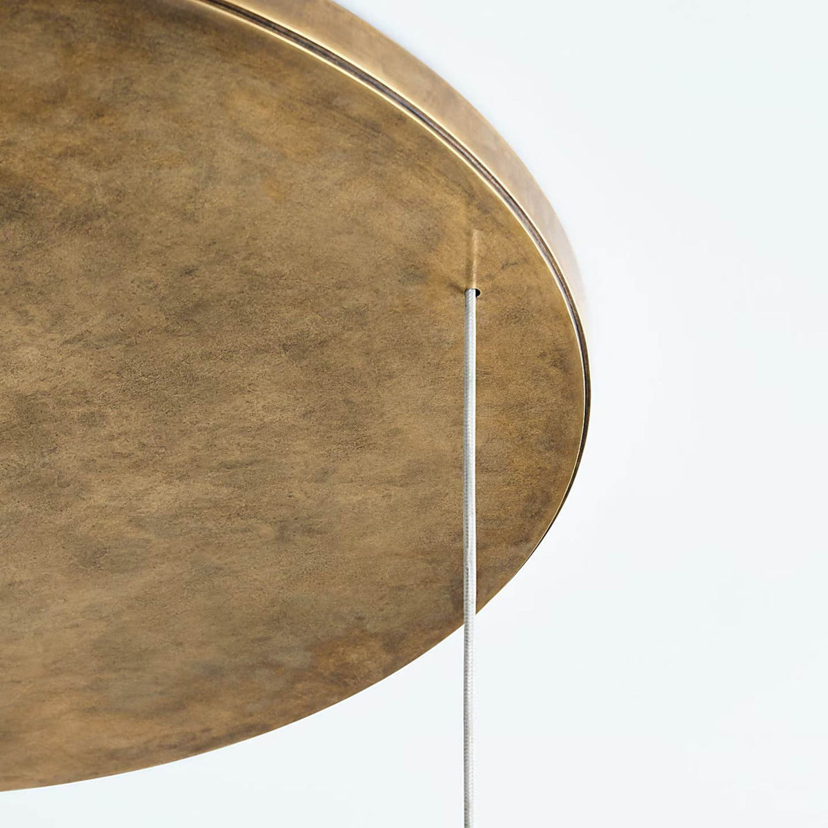 Anne-Marie Barton Armise 28" Drum Chandelier in Mottled Brass with Alabaster W27.5"