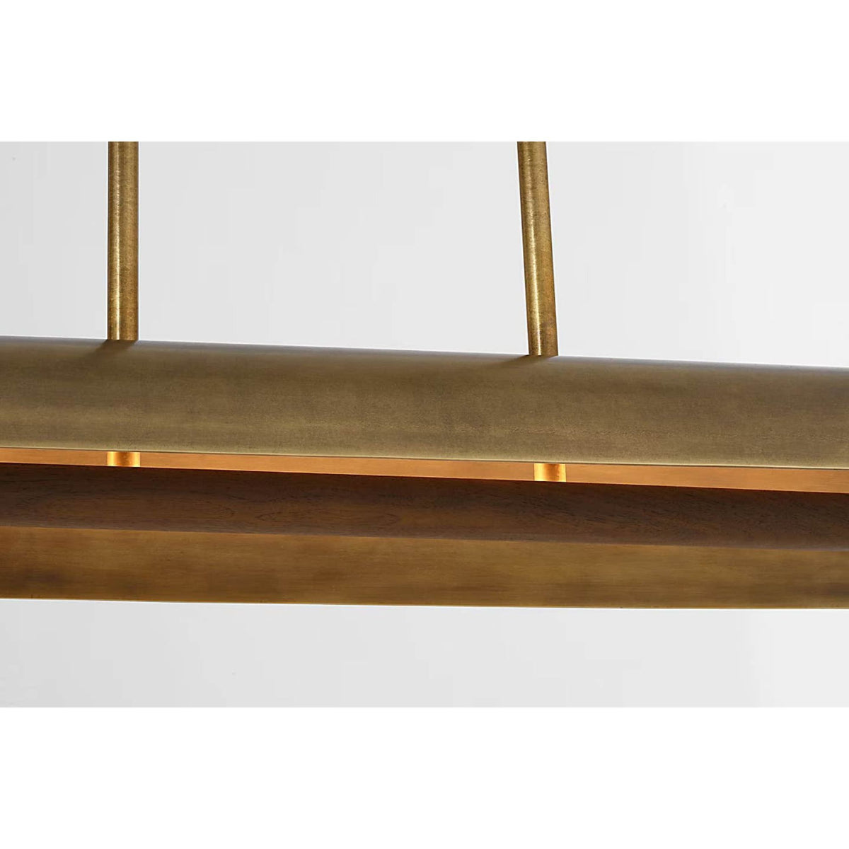 Anne-Marie Barton Remi 60" Linear Pendant in Mottled Brass and Warm Walnut W12" x 59.75"