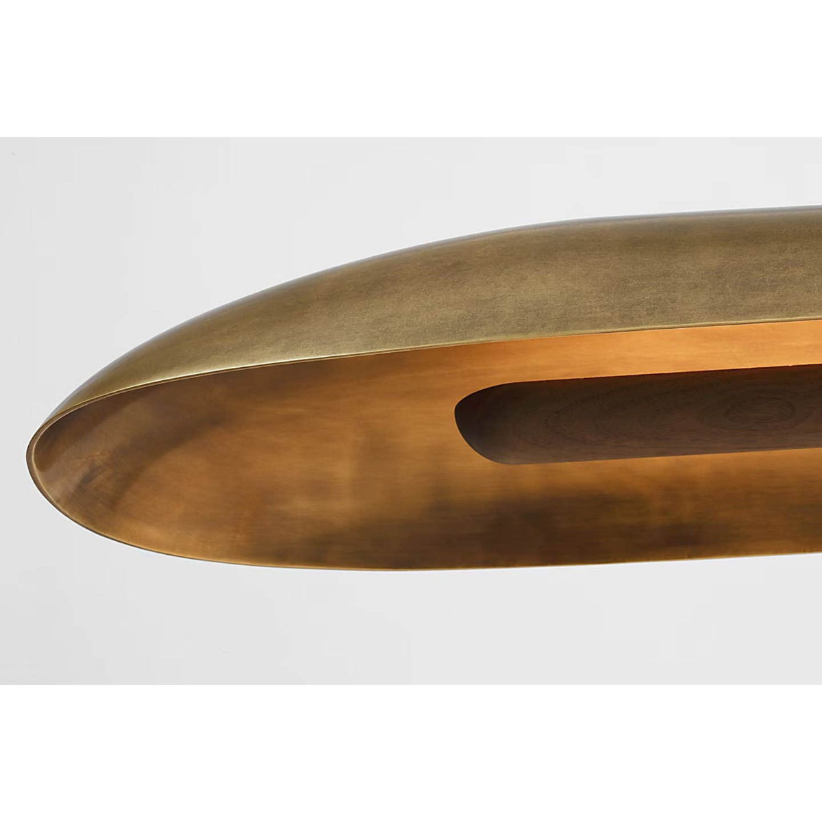 Anne-Marie Barton Remi 60" Linear Pendant in Mottled Brass and Warm Walnut W12" x 59.75"