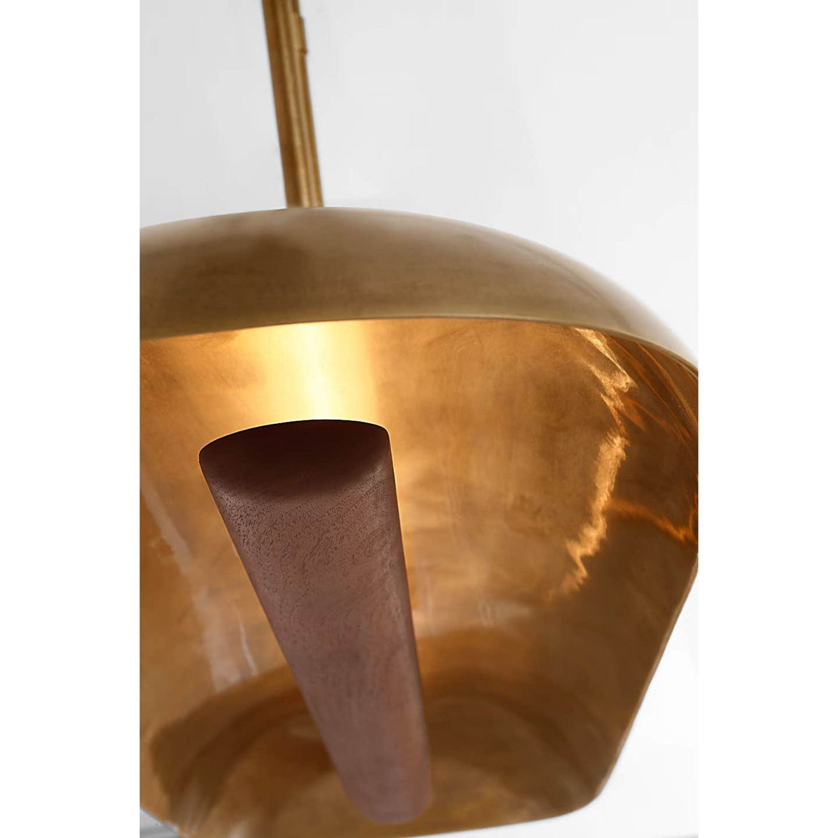 Anne-Marie Barton Remi 60" Linear Pendant in Mottled Brass and Warm Walnut W12" x 59.75"