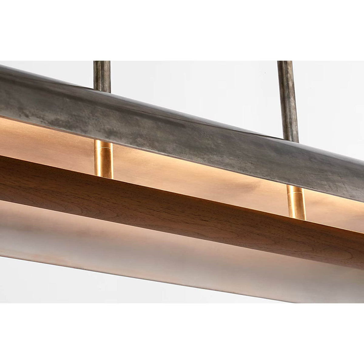 Anne-Marie Barton Remi 60" Linear Pendant in Mottled Pewter and Warm Walnut W12" x 59.75"