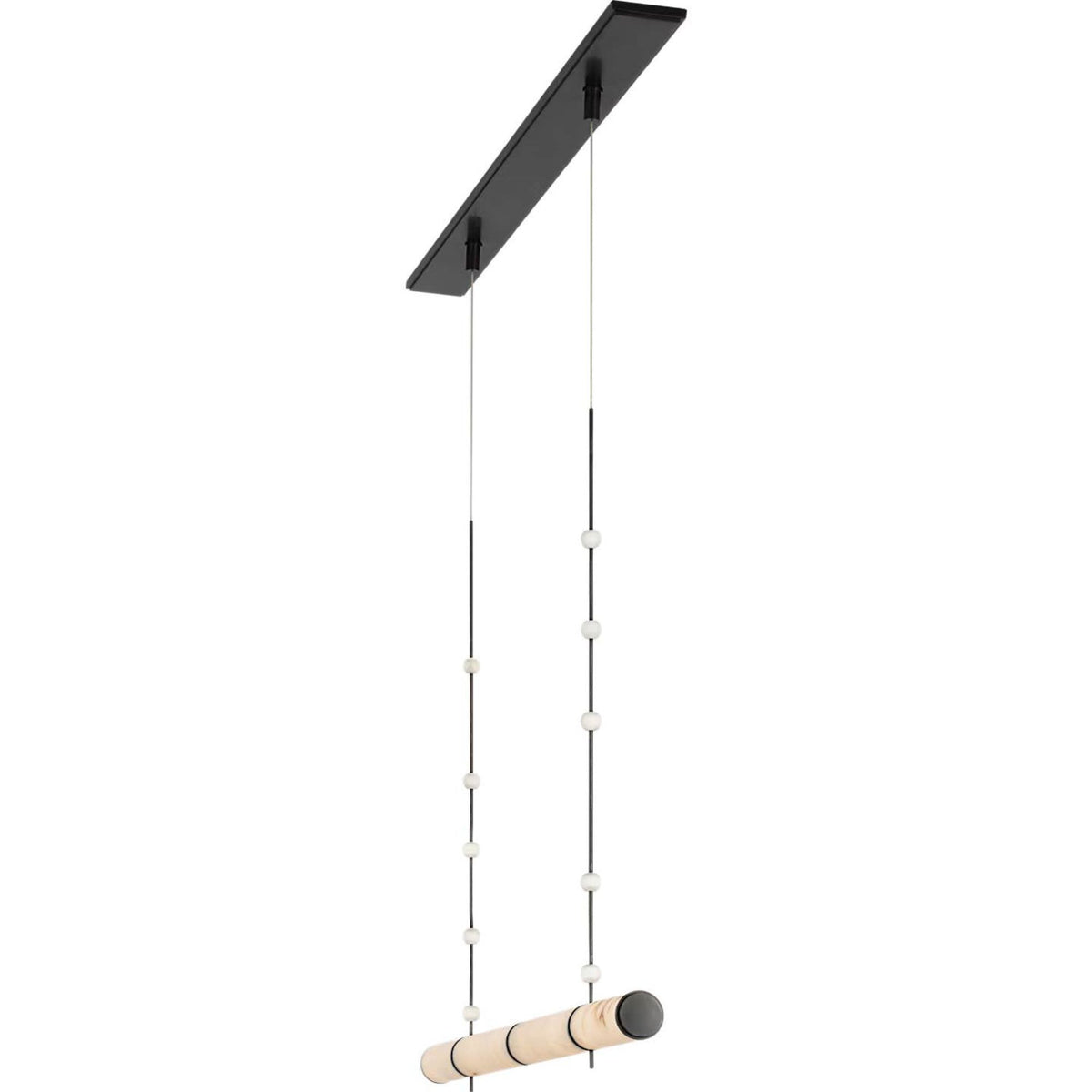 Anne-Marie Barton Marcell 56" Linear Chandelier in Bronze with Alabaster W2.75" x 56"