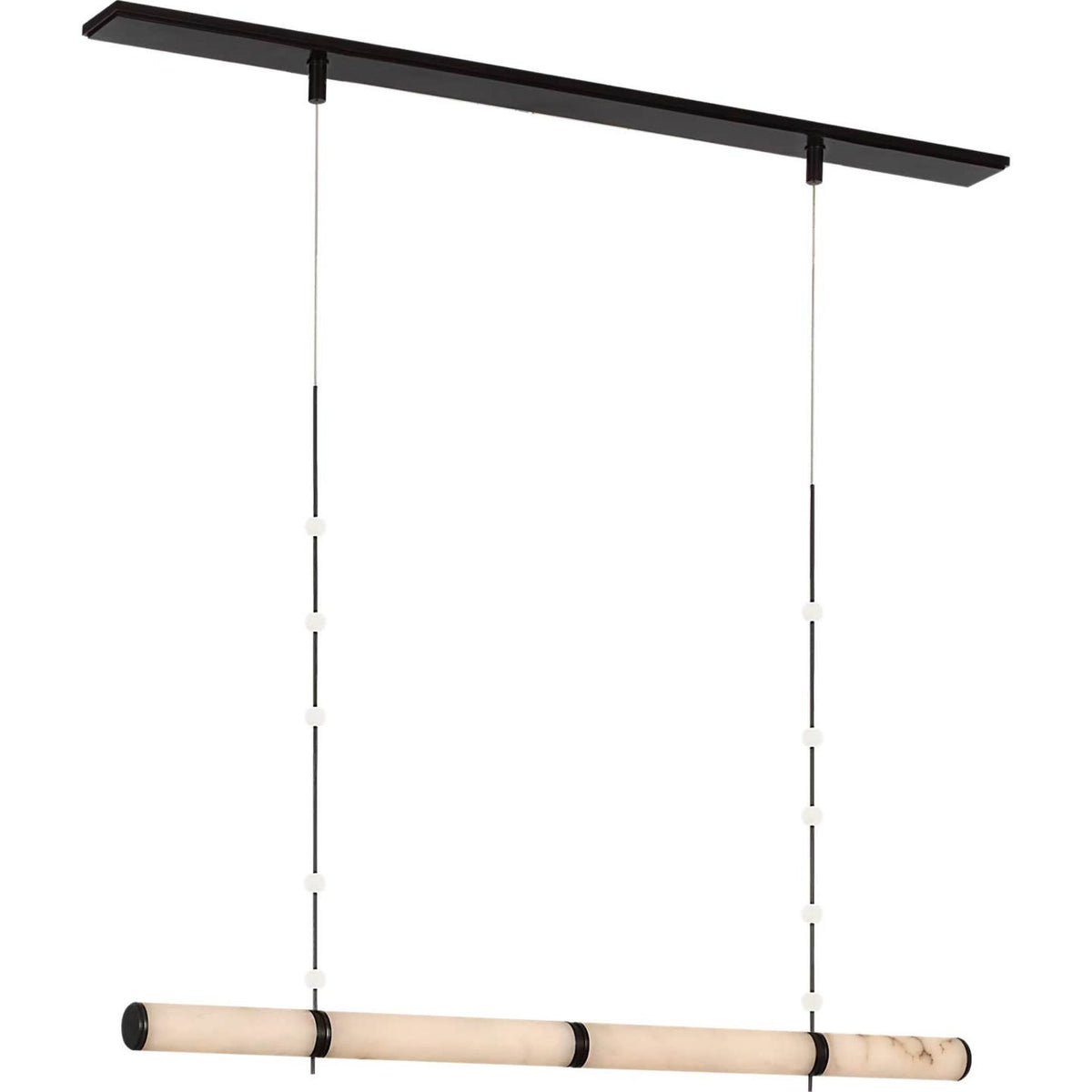 Anne-Marie Barton Marcell 56" Linear Chandelier in Bronze with Alabaster W2.75" x 56"