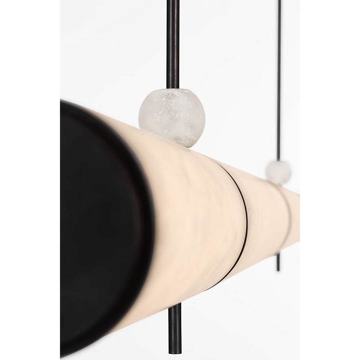 Anne-Marie Barton Marcell 56" Linear Chandelier in Bronze with Alabaster W2.75" x 56"