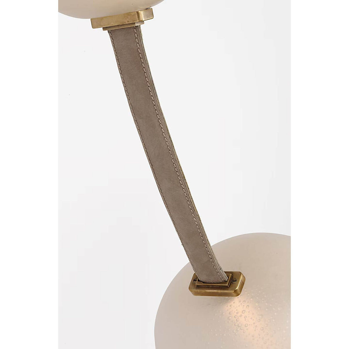 Anne-Marie Barton Dune Belted Light in Ash Suede and Mottled Brass with Fizzy Nude Glass W8" - 58.5" x H50.25" - 98.5"