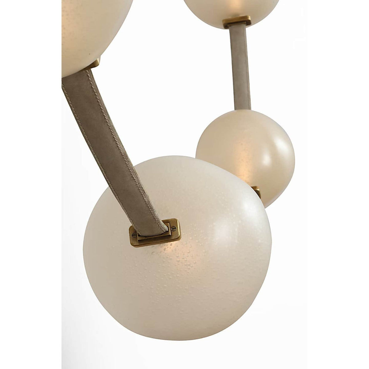 Anne-Marie Barton Dune Belted Light in Ash Suede and Mottled Brass with Fizzy Nude Glass W8" - 58.5" x H50.25" - 98.5"