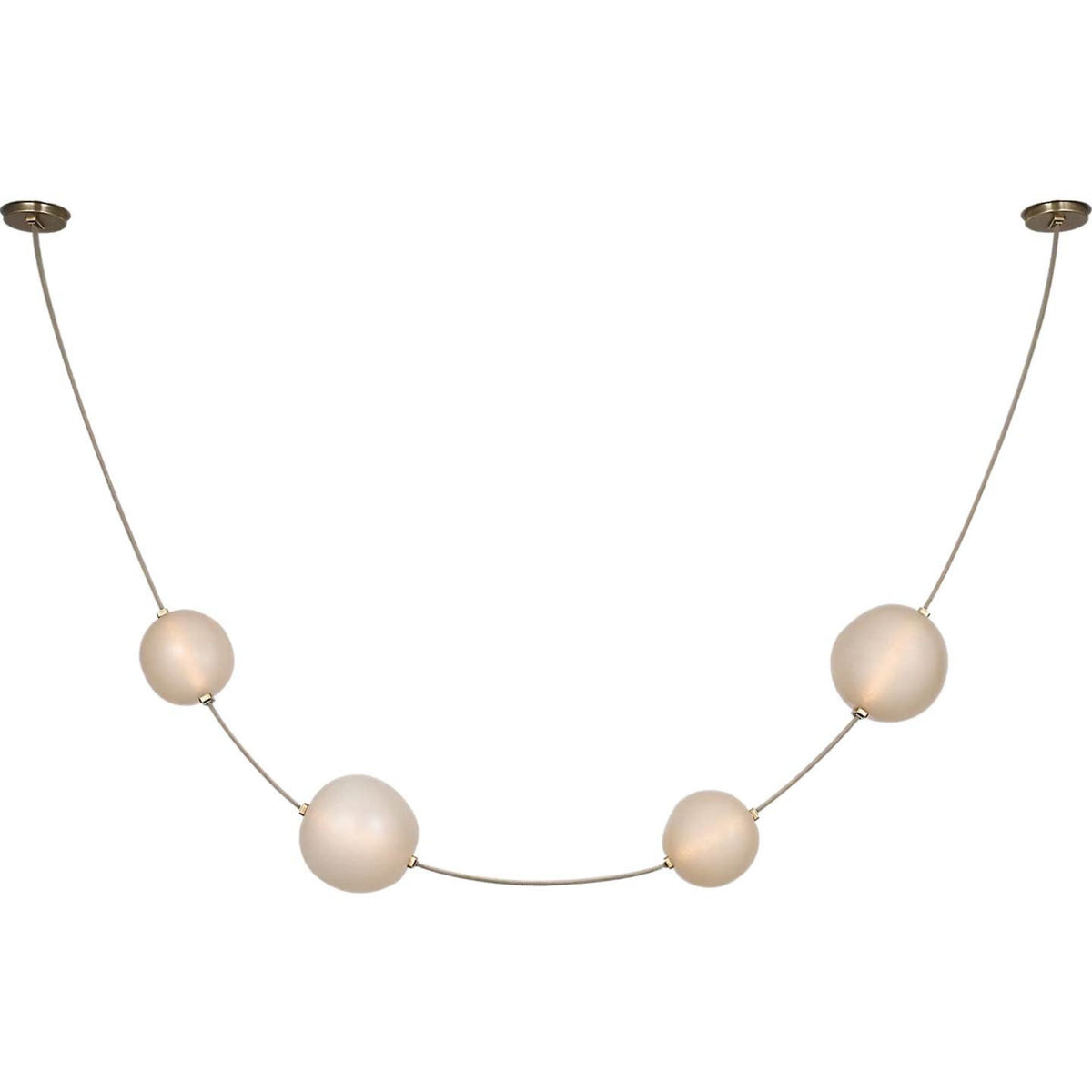 Anne-Marie Barton Dune Belted Light in Ash Suede and Mottled Brass with Fizzy Nude Glass W8" - 58.5" x H50.25" - 98.5"