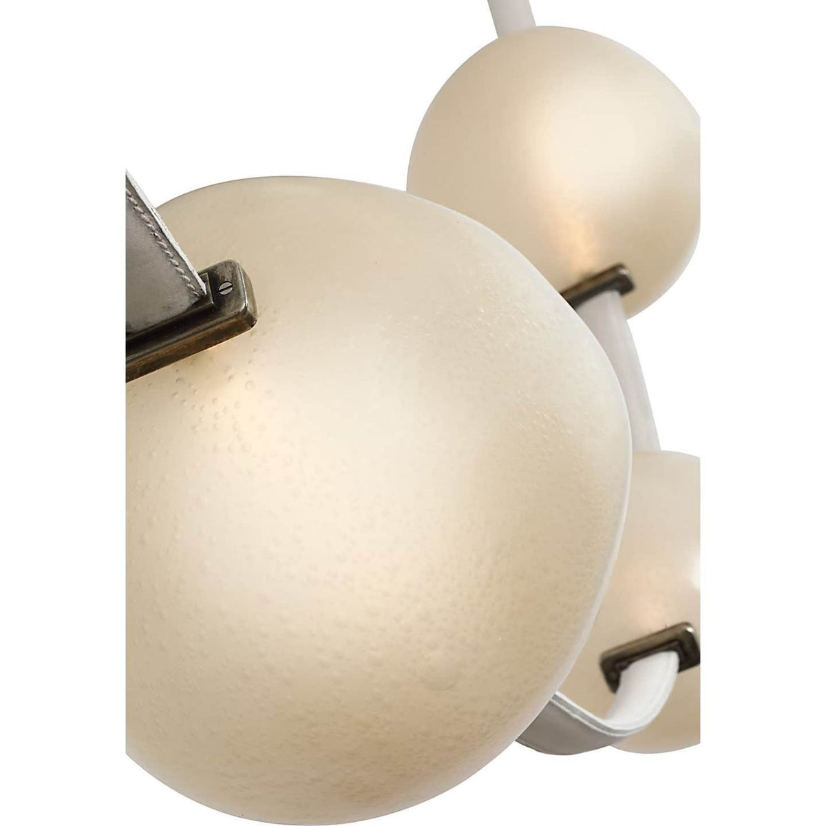 Anne-Marie Barton Dune Belted Light in Bone Suede and Mottled Pewter with Fizzy Nude Glass W8" - 58.5" x H50.25" - 98.5"
