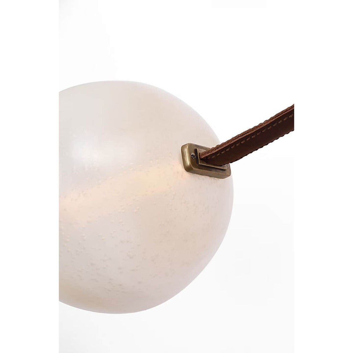 Anne-Marie Barton Dune Belted Light in Russet Suede and Mottled Brass with Fizzy Nude Glass W8" - 58.5" x H50.25" - 98.5"