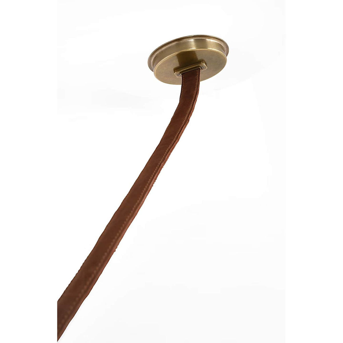 Anne-Marie Barton Dune Belted Light in Russet Suede and Mottled Brass with Fizzy Nude Glass W8" - 58.5" x H50.25" - 98.5"