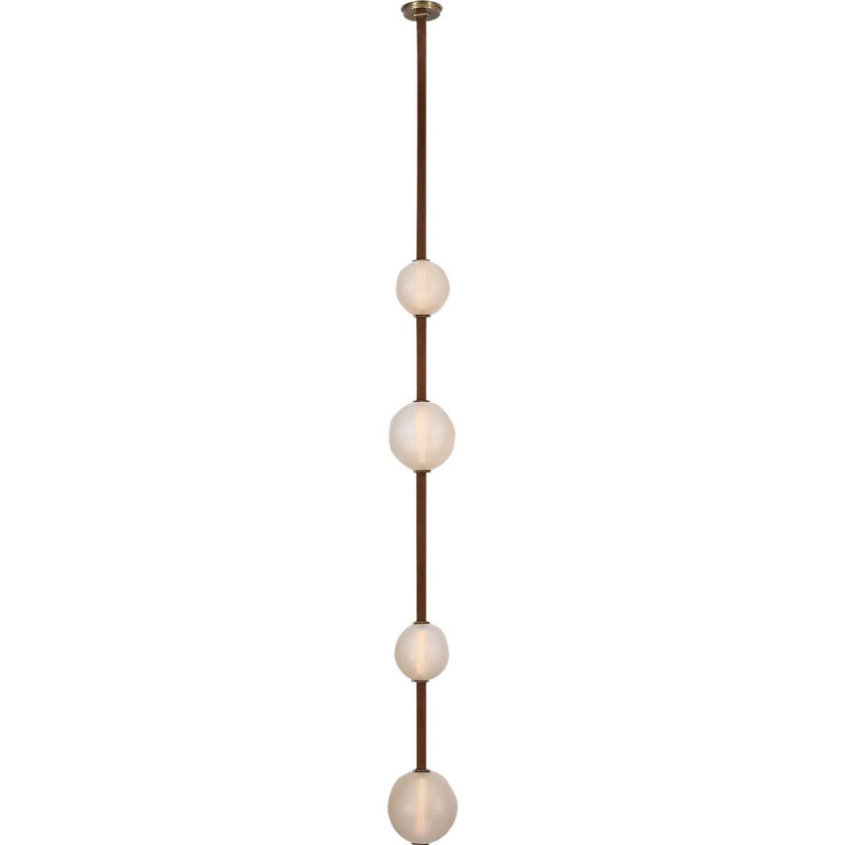 Anne-Marie Barton Dune Belted Light in Russet Suede and Mottled Brass with Fizzy Nude Glass W8" - 58.5" x H50.25" - 98.5"