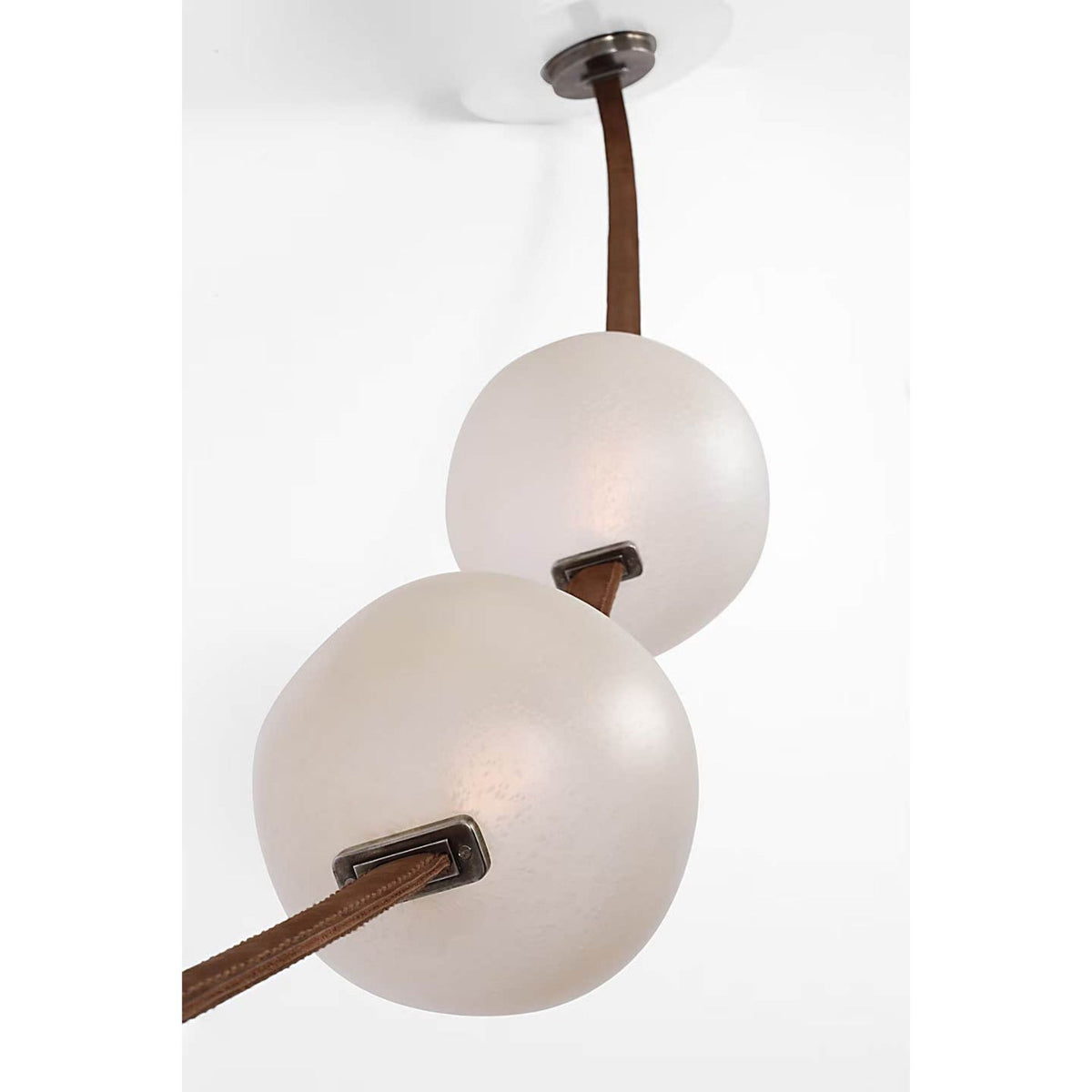 Anne-Marie Barton Dune Belted Light in Russet Suede and Mottled Pewter with Fizzy Nude Glass W8" - 58.5" x H50.25" - 98.5"