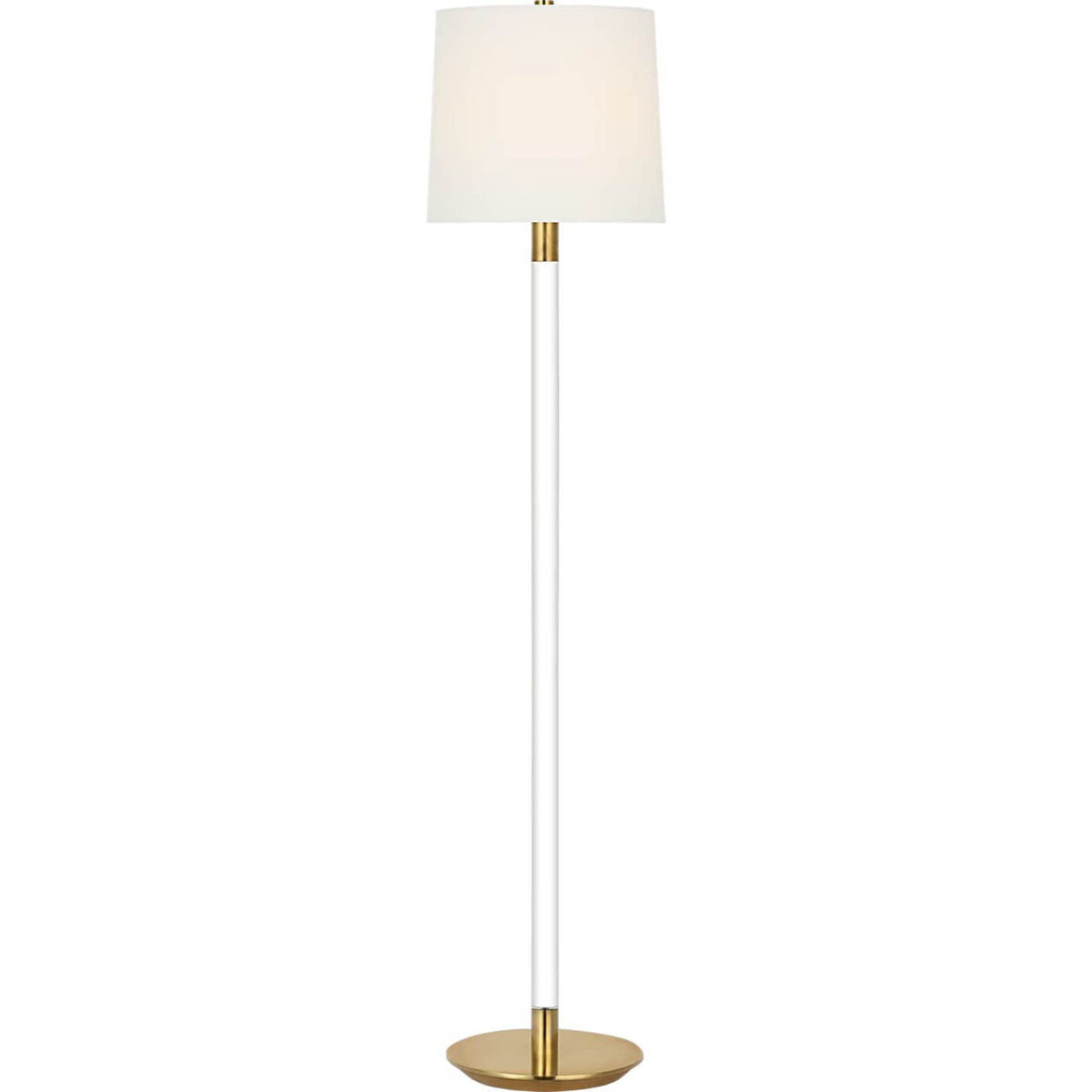 AERIN Riga 53" Cordless Floor Lamp in Crystal and Hand-Rubbed Antique Brass with Linen Shade W11.75" x H53"