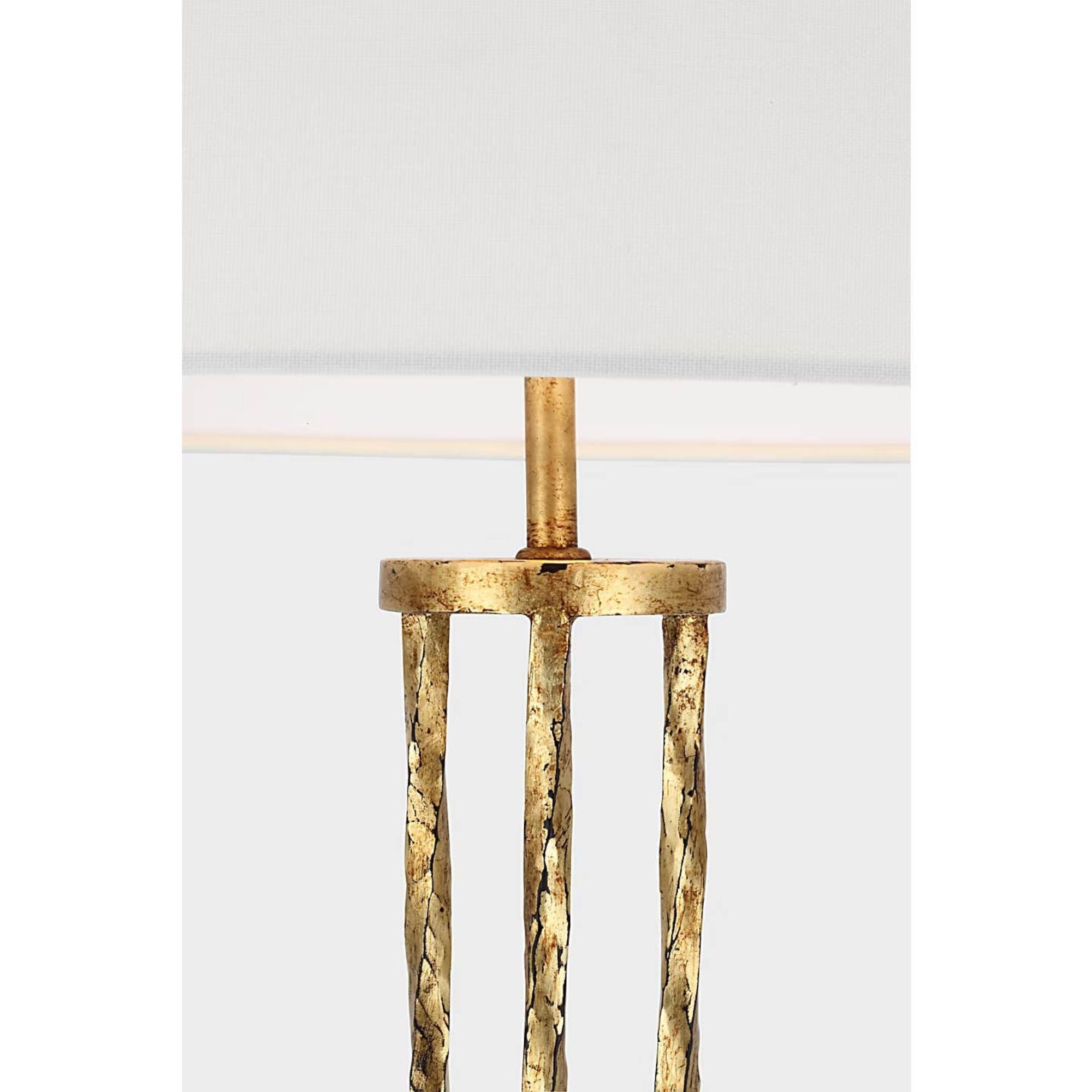 AERIN Shae 65" Sculpted Floor Lamp in Gilded Iron with Linen Shade W20" x H64.5"