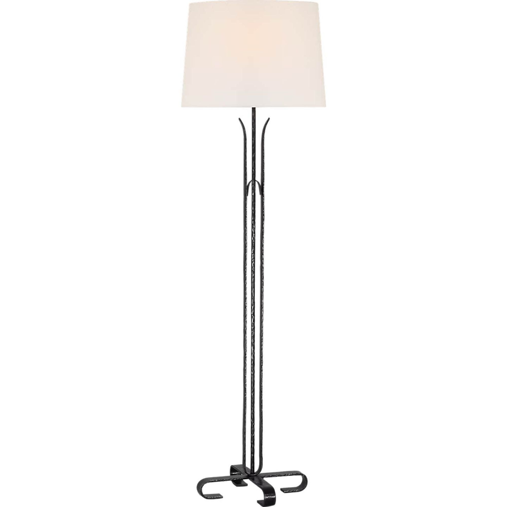 AERIN Olivette 63" Forged Floor Lamp in Aged Iron with Linen Shade W18" x H62.75"