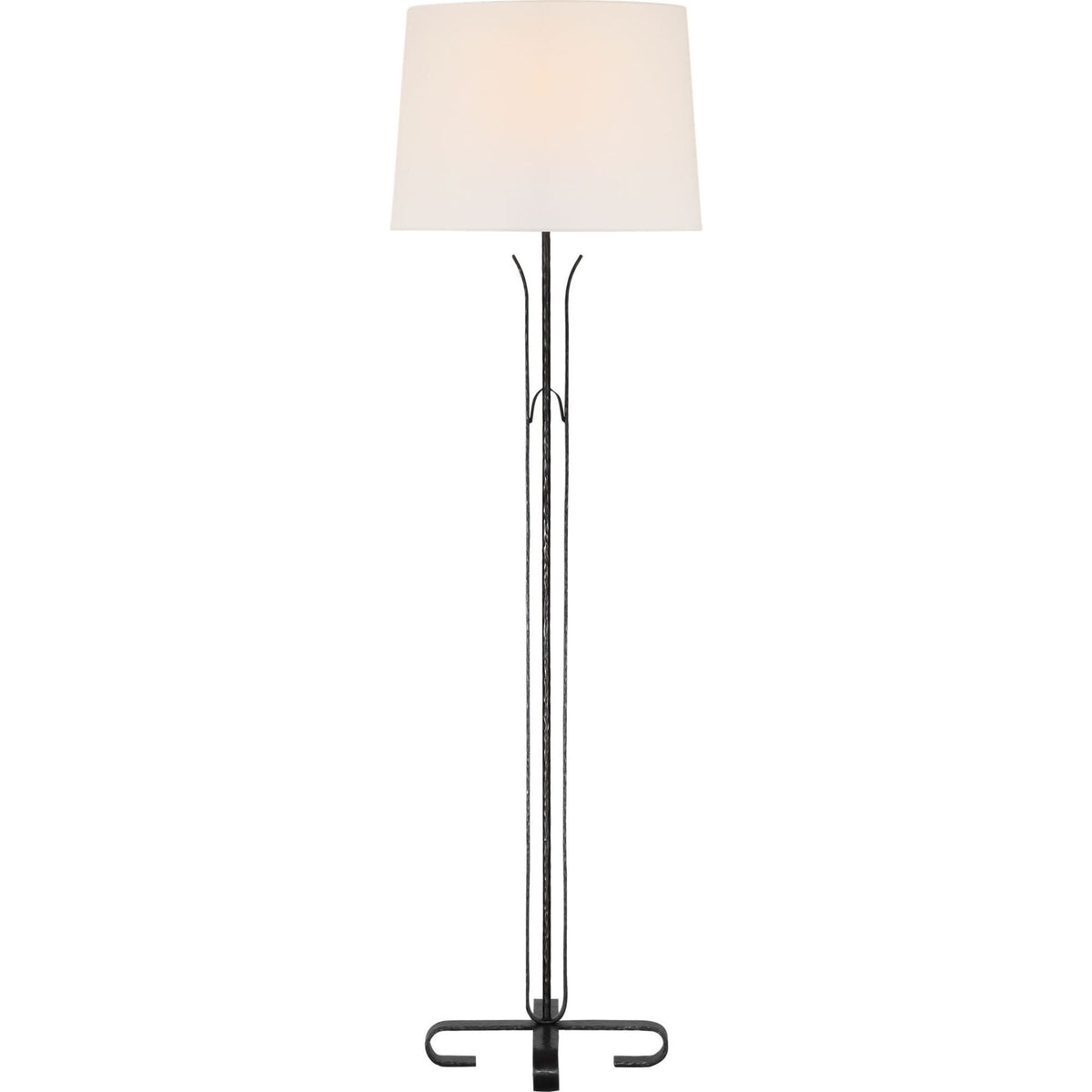 AERIN Olivette 63" Forged Floor Lamp in Aged Iron with Linen Shade W18" x H62.75"