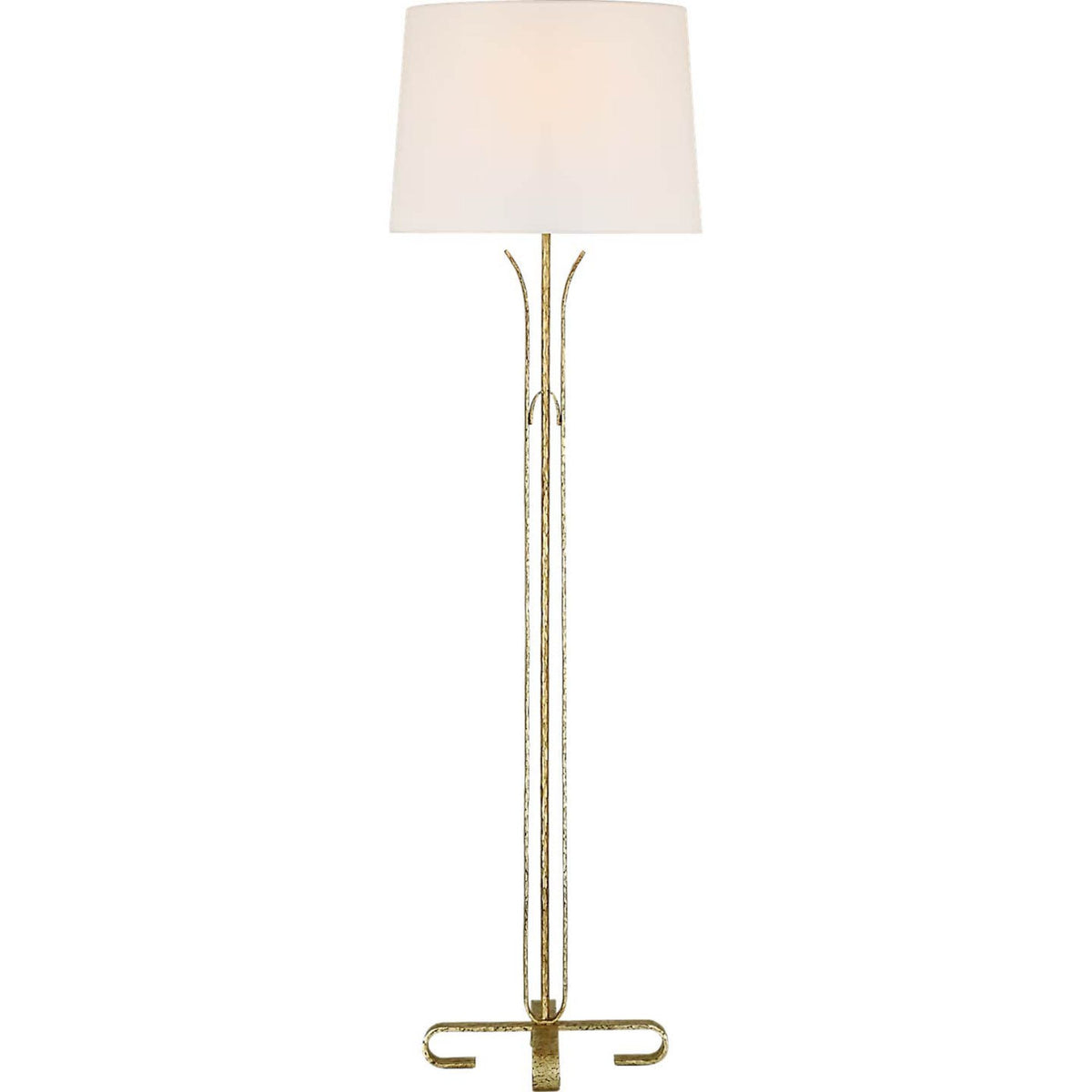 AERIN Olivette 63" Forged Floor Lamp in Gilded Iron with Linen Shade W18" x H62.75"