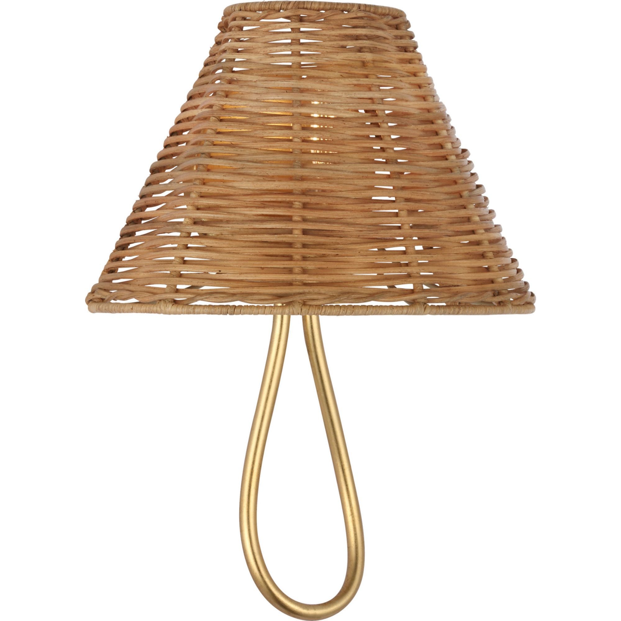 AERIN Jeanne 10" Single Sconce in Gild with Natural Wicker Shade W10" x H12.75" x E5.5"