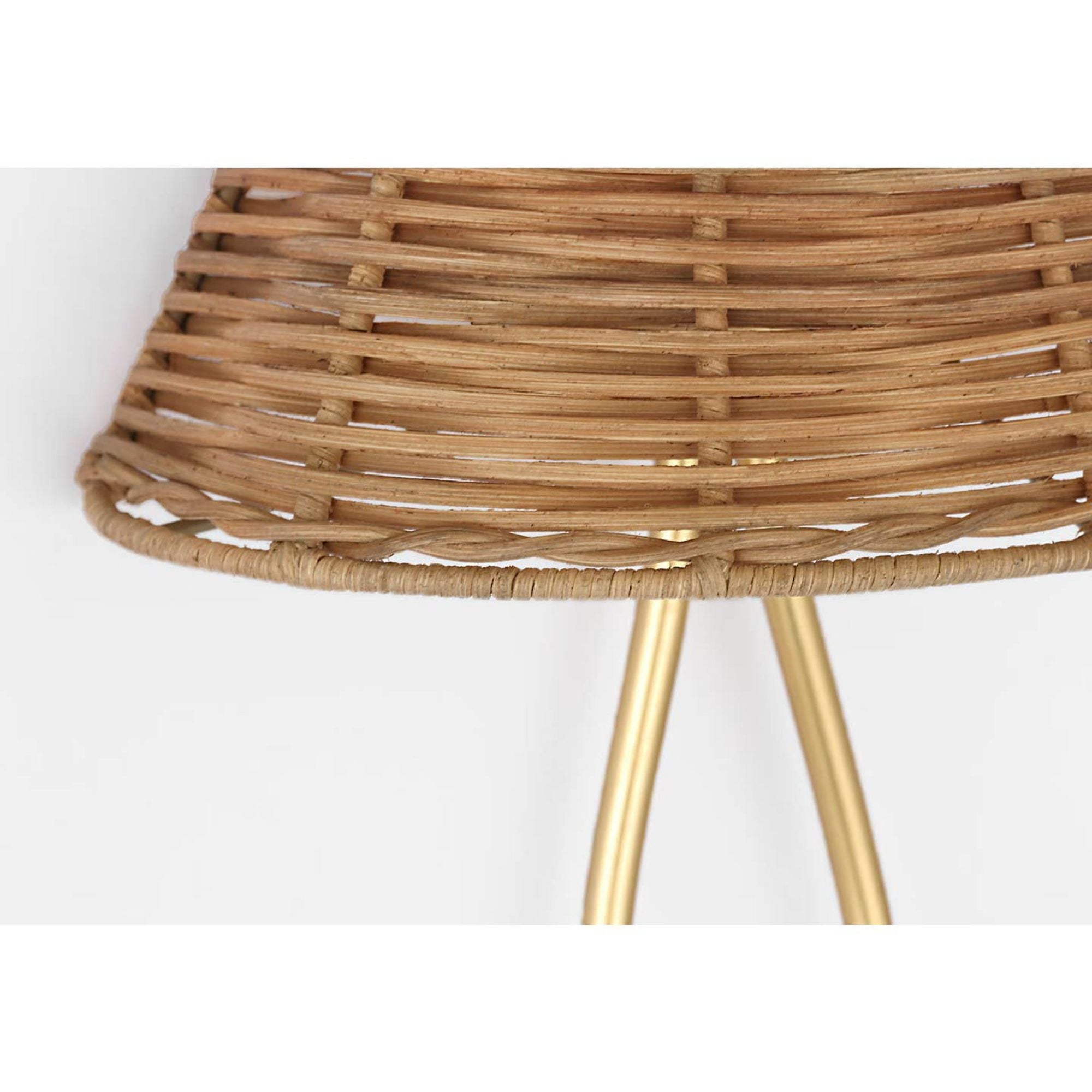 AERIN Jeanne 10" Single Sconce in Gild with Natural Wicker Shade W10" x H12.75" x E5.5"