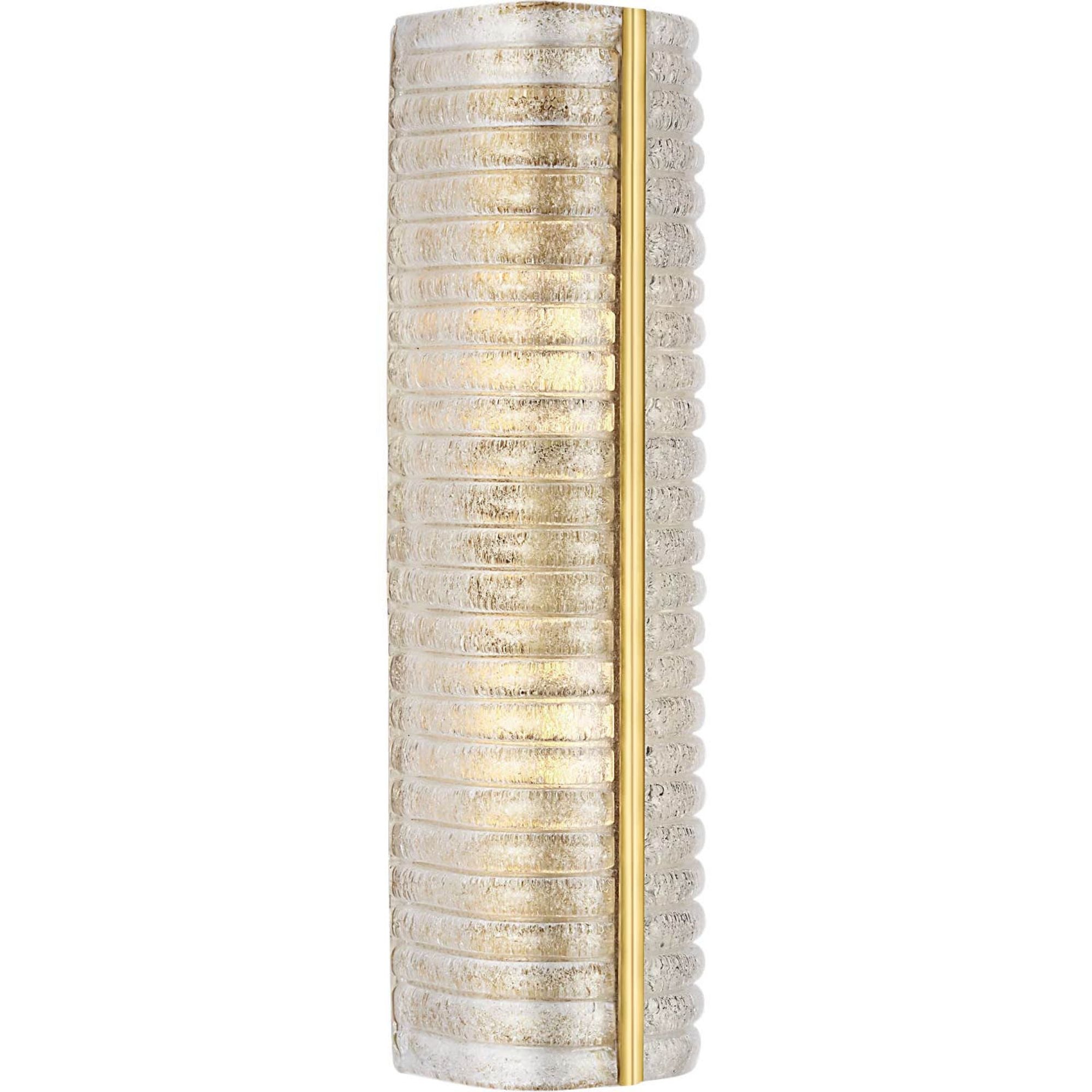 AERIN Claude 20" Linear Sconce in Hand-Rubbed Antique Brass with Clear Graniglia Glass W5.5" x H20" x E4.75"